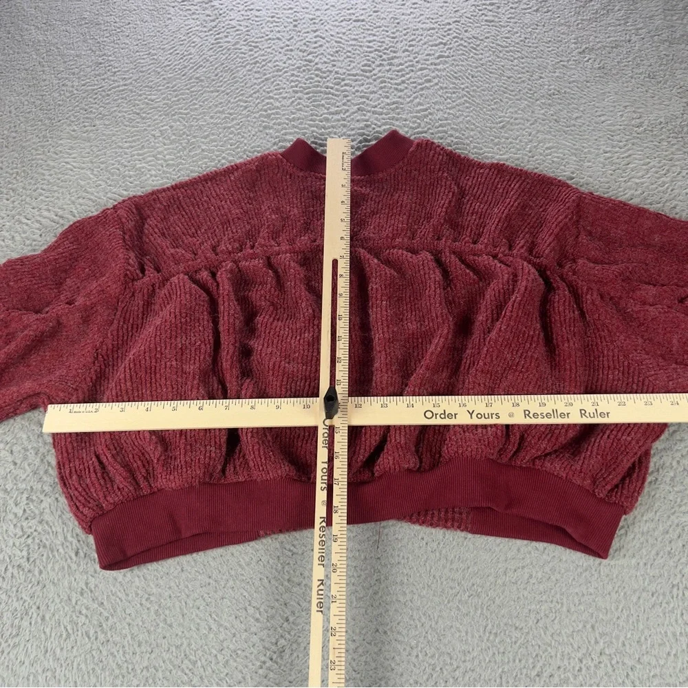 POL Sweater Womens Small Red Cropped Full Zip Oversized Patch Embellishment - Picture 8 of 10